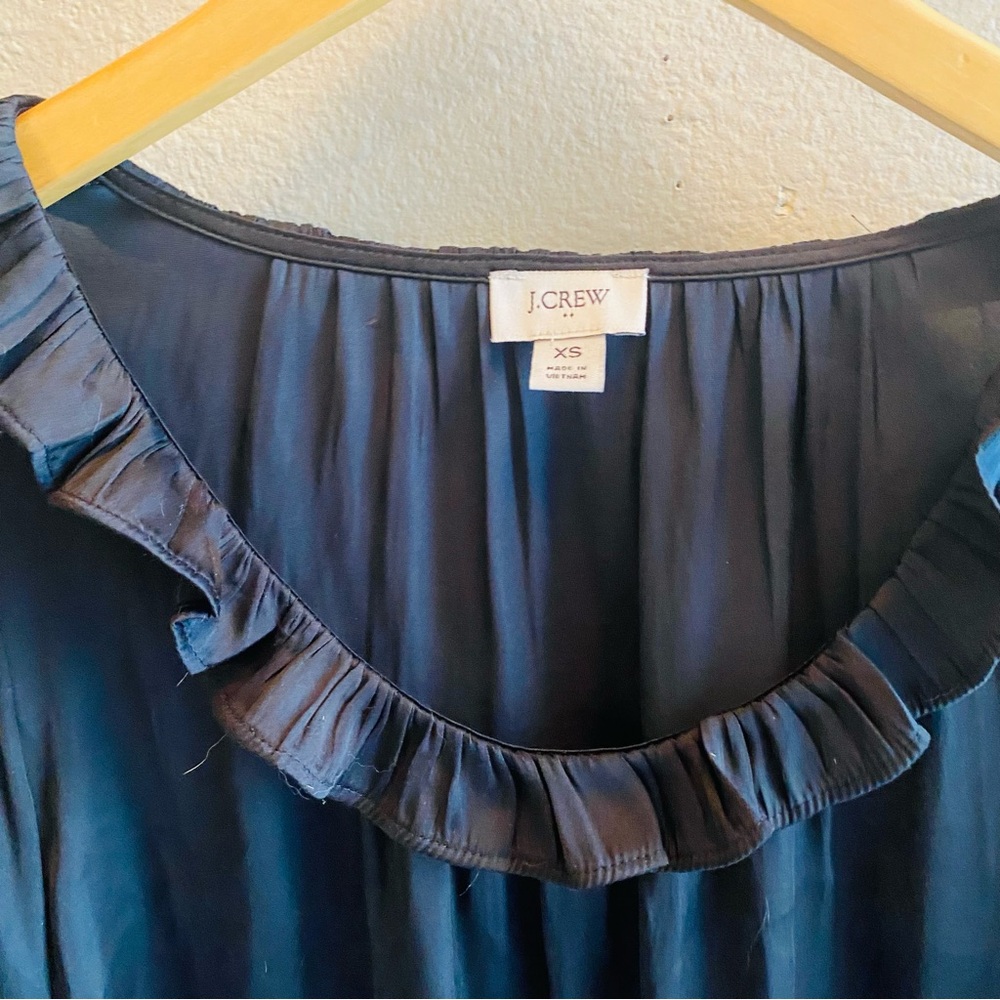 J. Crew Ruffle Neck Top Black Style BT843 - Picture 4 of 7